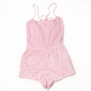Mapalé Pink Terry Romper Y2K Lounge Pajamas Size L